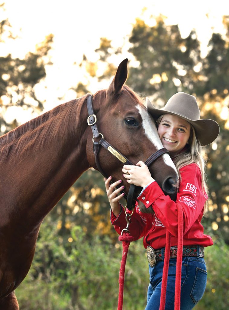 Ava Grayce, now 16, estimates she spends three out of four weekends a month competing at rodeos with King. Photo by Kelly Rogers