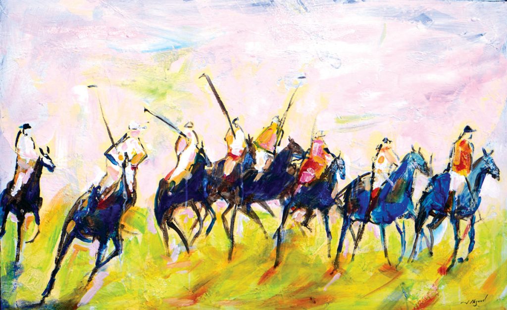 “Game Day,” acrylic on canvas, 30 x 48 inches, by Johnson Hagood