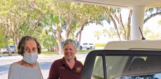 Volunteer driver Kendall Zarrella is ready and waiting when Lois Miles is finished with her medical appointment