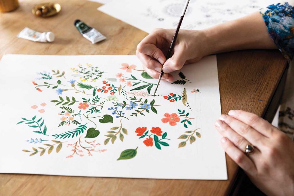 Bond achieves exquisite color and detail with gouache paint, an opaque watercolor