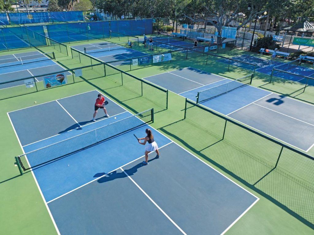 Jack Foster and Amanda Hendry practice regularly on the Pocahontas Park pickleball courts in Vero Beach. Photo by Steven Martine