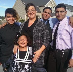 Snead with her children, Tayo, Natalise, Tevin, and Timothy, a few years back