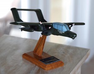 A model of the OV-10 Bronco Berry flew is on display in his home. Photo by Steven Martine