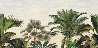 The new Essentials Les Naturels wallpaper collection from Belgian company Arte includes the Reverie Tropicale