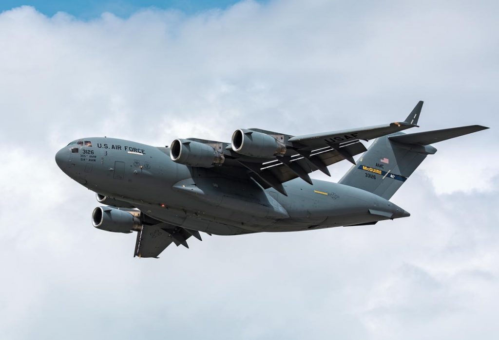 A U.S. Air Force C-17 cargo aircraft