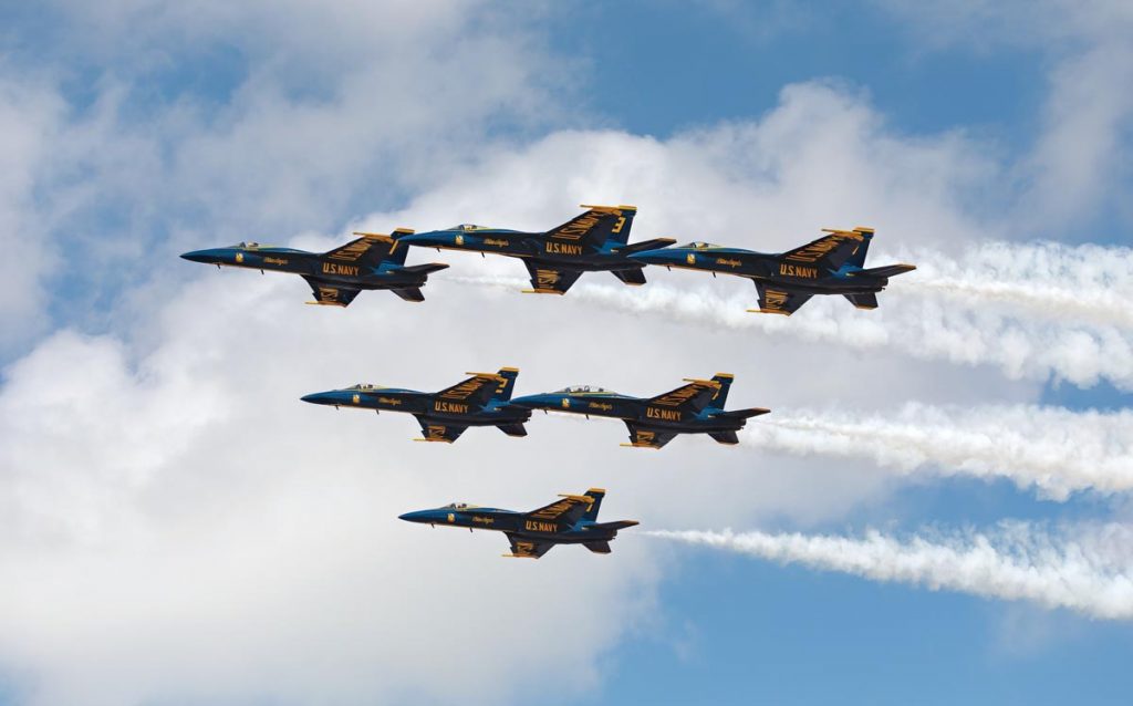 Six Blue Angel pilots carry out stunning precision maneuvers in their F_A-18 jets
