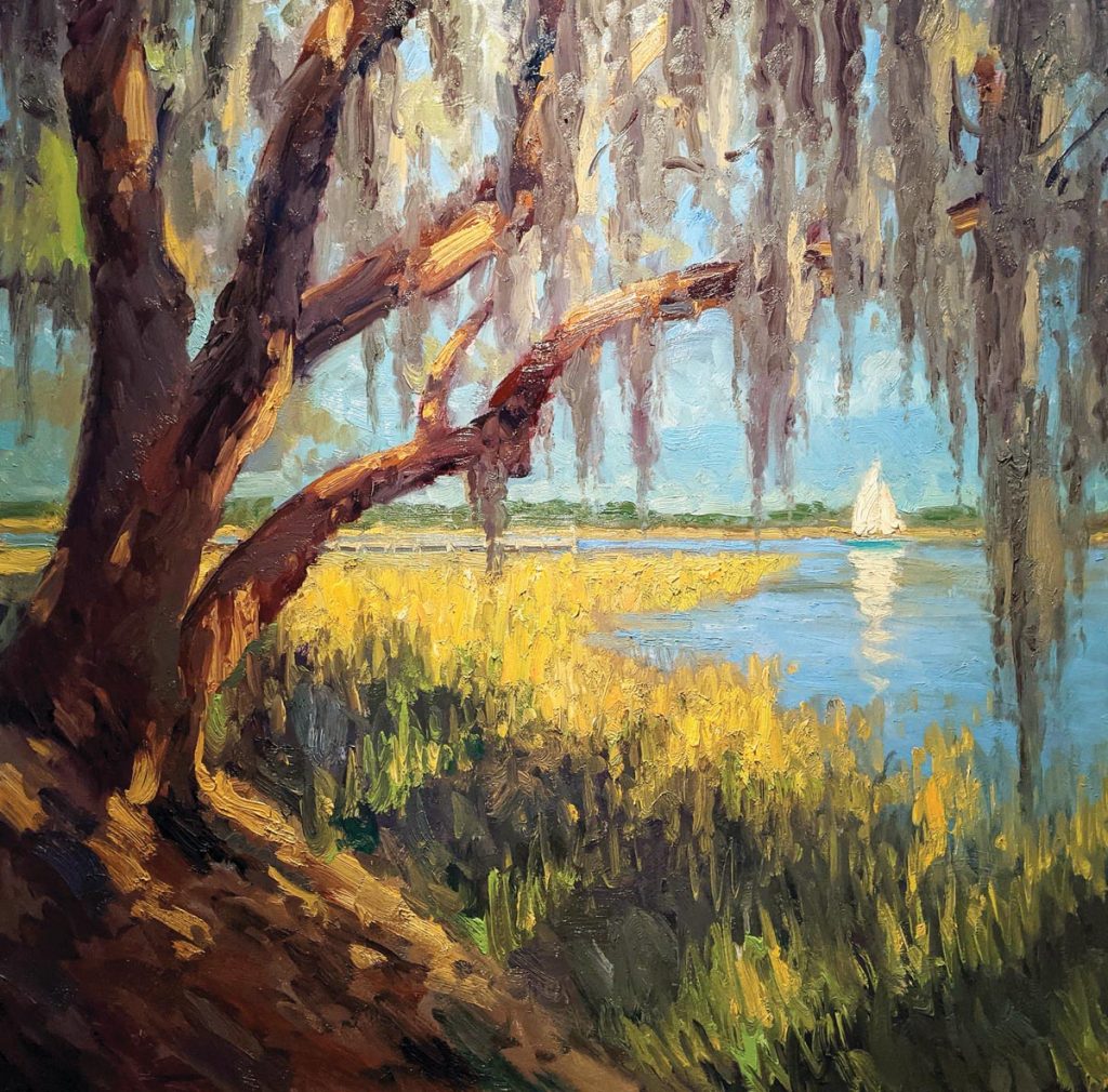 A Perfect Lazy Afternoon by André Lucero, oil on linen, 36 x 36 inches