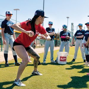 Athletes are trained and mentored by several pioneers in women’s baseball during the weekend 1. Photo by MLB Photos_Jared Blais