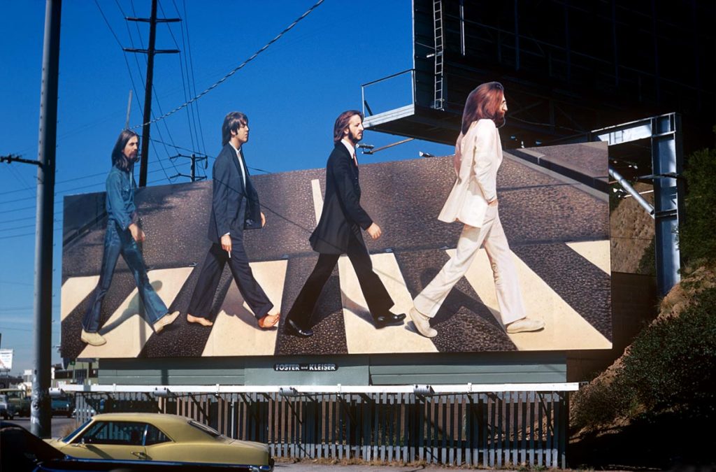 Robert Landau, The Beatles, Abbey Road, (detail), 1969. Photograph © Robert Landau. Billboard: Record Co: Apple; art direction: John Kosh; photo: Iain Macmillan.