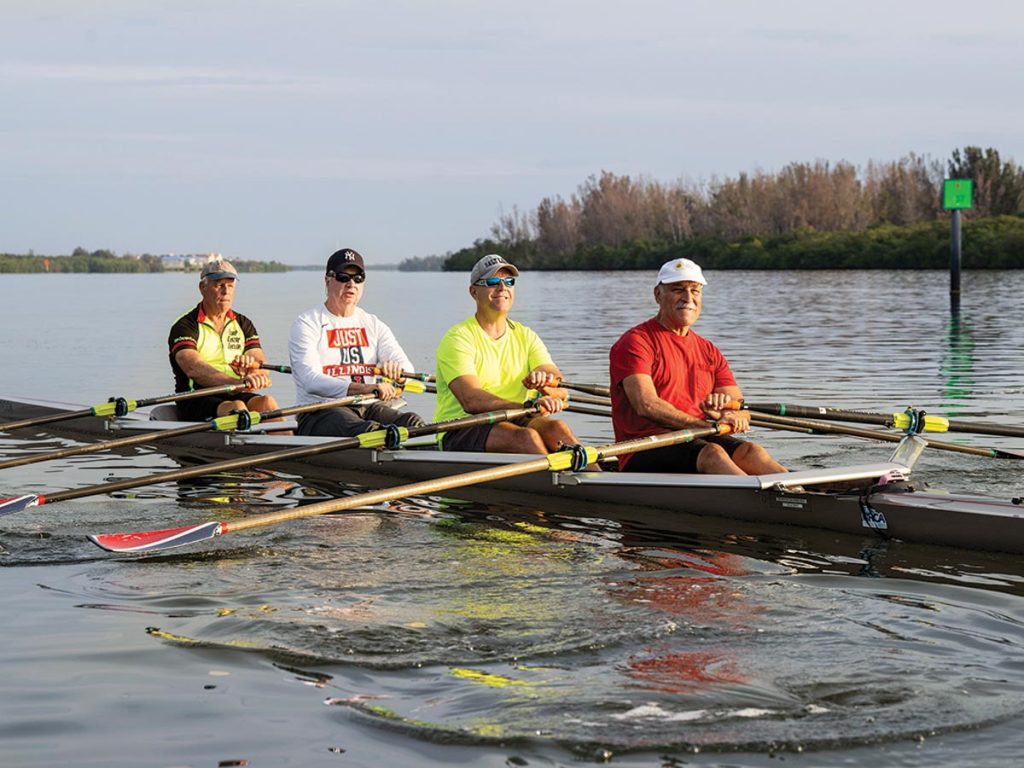 Darrel Davidson, Sean O’Shea, Paul Walsh, and John Miller spend a morning on the water. Photo by Steven Martine