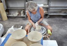 Local Potters Craft Soup Bowls to Support the Samaritan Center Heidi Hill, a potter for the Soup Bowl fundraiser, produced dozens of bowls for this year’s event. Photo by Kelly Rogers