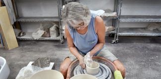 Heidi Hill, a potter for the Soup Bowl fundraiser, produced dozens of bowls for this year’s event. Photo by Kelly Rogers