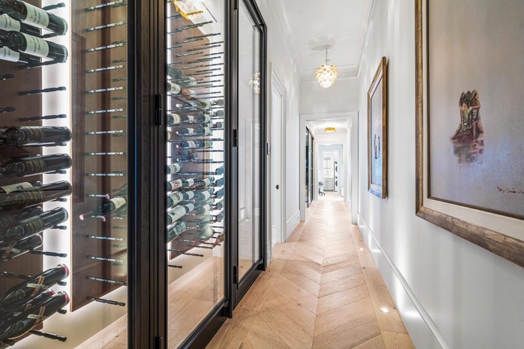 The wine storage area is tucked in a hallway. Photo by M. James Northen