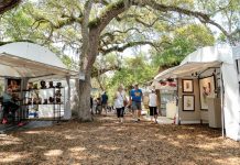 Celebrate 75 Years of Under the Oaks Even on the warmest days, attendees and artists are covered by cooling shade from the treasured oak canopy in Riverside Park. Photo by Anthony Castaldi at Perceived Media