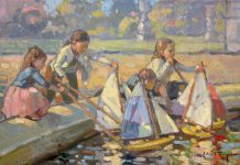 Spring Exhibitions to See at Local Galleries Playful Toy Sailboats by John C. Traynor, oil on linen, 12 x 18 inches
