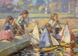 Spring Exhibitions to See at Local Galleries Playful Toy Sailboats by John C. Traynor, oil on linen, 12 x 18 inches