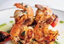 Culinary Adventure with Chef Michael Amaral Garlic Shrimp at River Twist. Photo by Kim Bottalico
