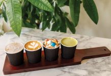 Brewing Bonds in Vero Beach A latte flight at Night Owl Coffee Bar