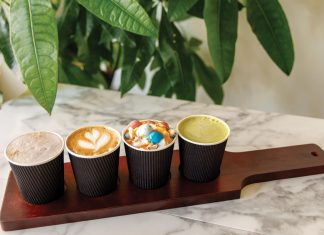 Brewing Bonds in Vero Beach A latte flight at Night Owl Coffee Bar