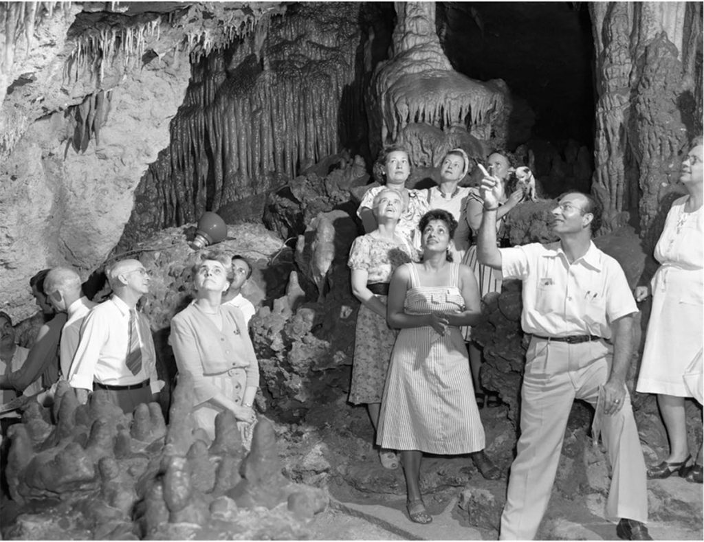 Members of the Florida Publicity and Public Relations Association visit caverns near Marianna in 1947. Photo by Florida Memory